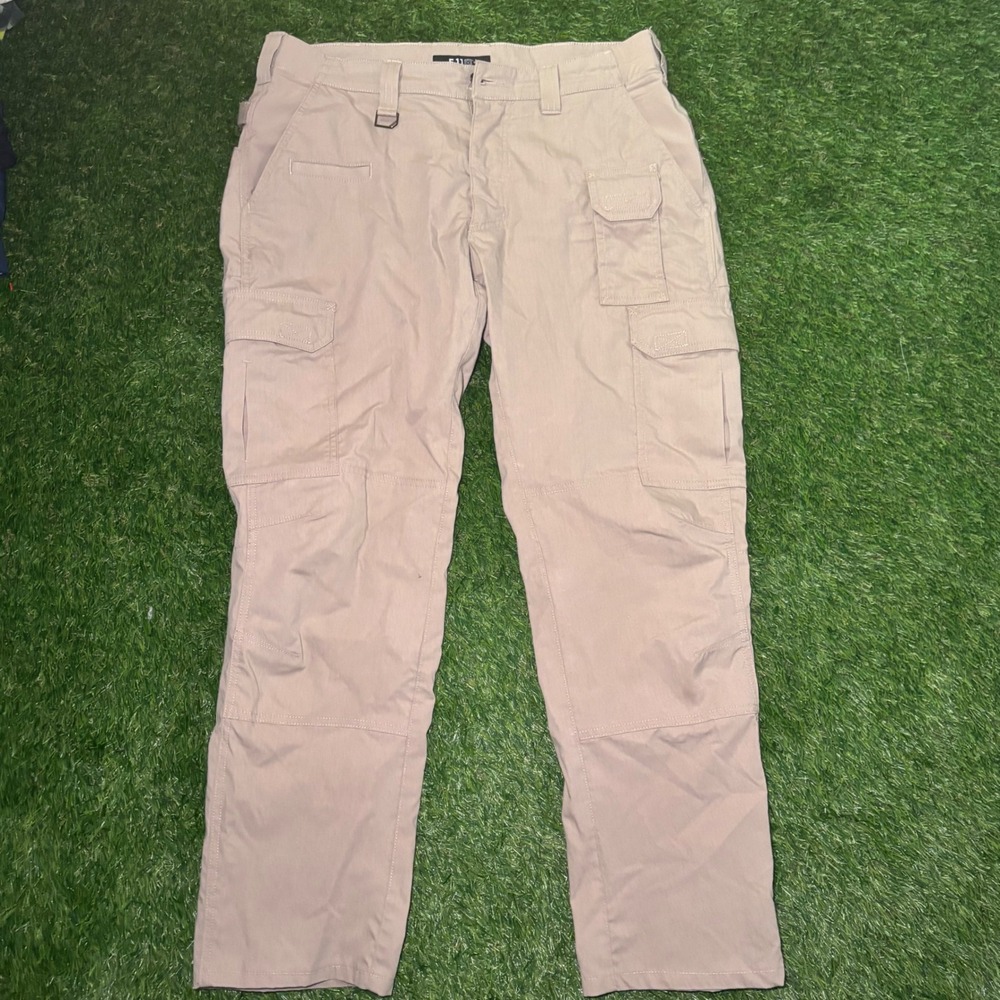 5.11 Tactical Mens Khaki Tan Cargo Pants Multi-Pocket Utility Workwear 34x32